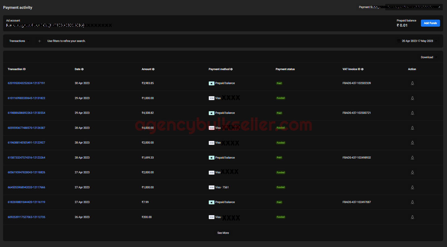 🔥🔥Indian Prepaid BM- Ad accounts | Daily spend limit Rs.4000 | Created in 2021-2023 | Email verified